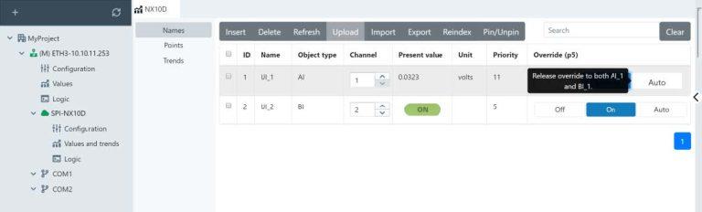 Analog and Binary input overrides