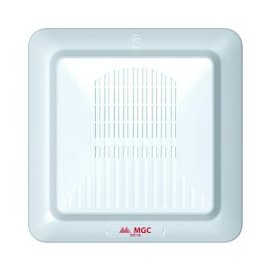 A white square sounder with a white background, symbolizing the MGC FH-400-LF Low Frequency Sounder designed for effective emergency alarms